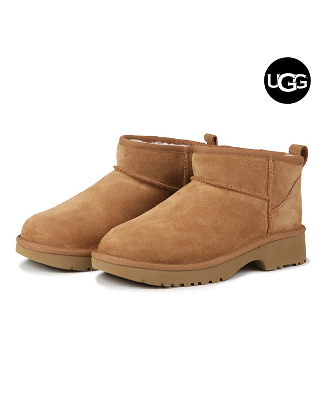 어그 어그 UGG 클래식 울트라 미니 뉴 하이츠 K 여성 양털 부츠 체스트넛 1157732K-CHE 착용컷
