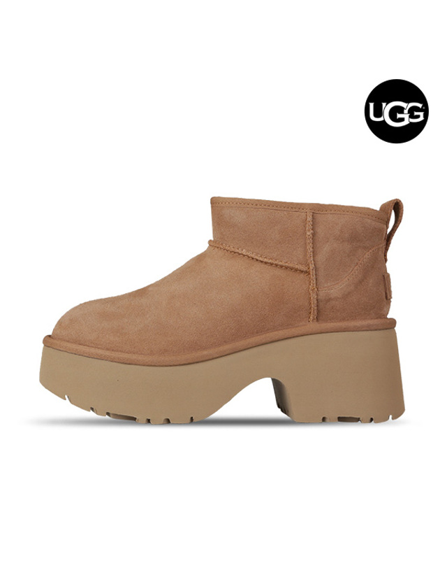 어그 어그 UGG 클래식 울트라 미니 뉴 하이츠 여성 양털 부츠 체스트넛 1158311-CHE 착용컷