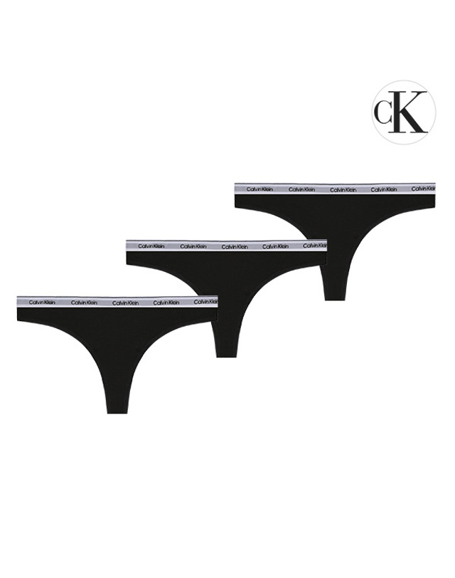 캘빈클라인 언더웨어 캘빈클라인 CK 언더웨어 아이콘 로고 여성 티팬티 속옷 3팩 세트 QD5209E-UB1 착용컷