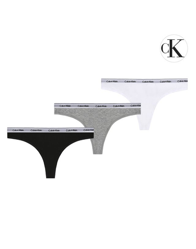 캘빈클라인 언더웨어 캘빈클라인 CK 언더웨어 아이콘 로고 여성 티팬티 속옷 3팩 세트 QD5209E-MPI 착용컷