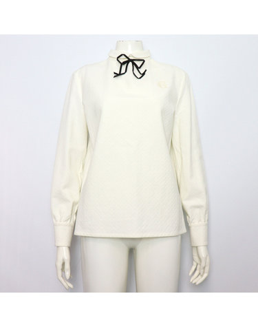 [중고명품] Gucci(구찌) 633317 화이트 코튼 리본 롤업 카라 바로크 자수 여성 블라우스 셔츠aa62759