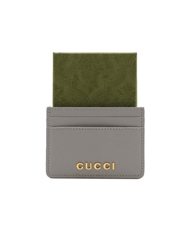 [중고명품] Gucci(구찌) 773428 그레이 레더 스크립트 금장로고 남여공용 카드홀더 카드지갑aa64376