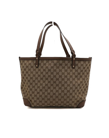 [중고명품] Gucci(구찌) 247209 GG캔버스 브라운 레더 트리밍 쇼퍼 숄더백aa65305