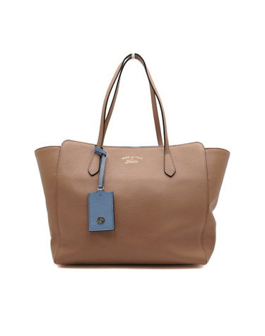 [중고명품] Gucci(구찌) 354397 베이지 레더 스윙 미듐 쇼퍼 숄더백aa67228