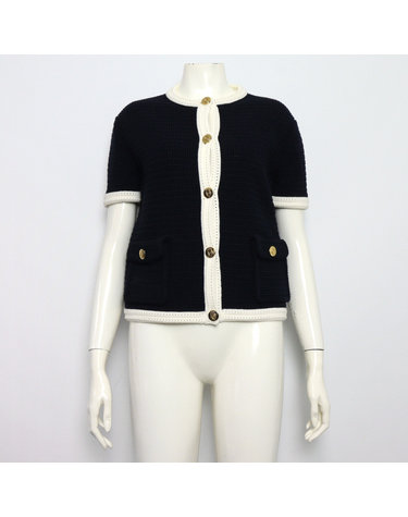 [중고명품] Gucci(구찌) 819373 파인 투톤 크로셰 코튼 미니 여성 반소매 가디건aa67180