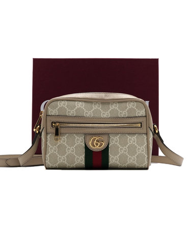 [중고명품] Gucci(구찌) 816359 베이지 수프림 캔버스 오피디아 GG 미니 크로스백 겸 숄더백aa67462
