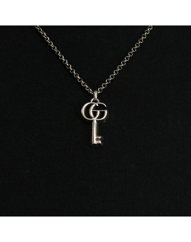[중고명품] Gucci(구찌) 627757 실버 GG 마몽 키 펜던트 목걸이aa67971