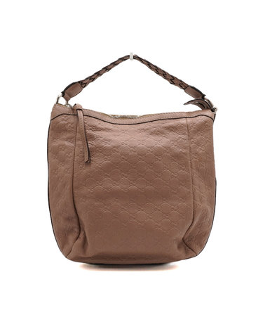 [중고명품] Gucci(구찌) 257090 GG로고 핑크 레더 위빙핸들 호보 숄더백aa67941