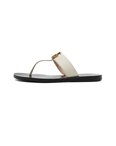 [중고명품] Gucci(구찌) 497444 화이트 더블G 마몽 T-스트랩 여성 쪼리 샌들aa68048