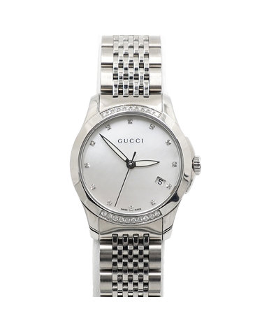 [중고명품] Gucci(구찌) YA126510 자개판 베젤 다이아 G-TIMELESS G타임리스 쿼츠 여성 시계aa68185