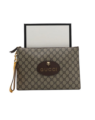 [중고명품] Gucci(구찌) 473956 GG 수프림캔버스 네오빈티지 스트랩 파우치 클러치백aa68415