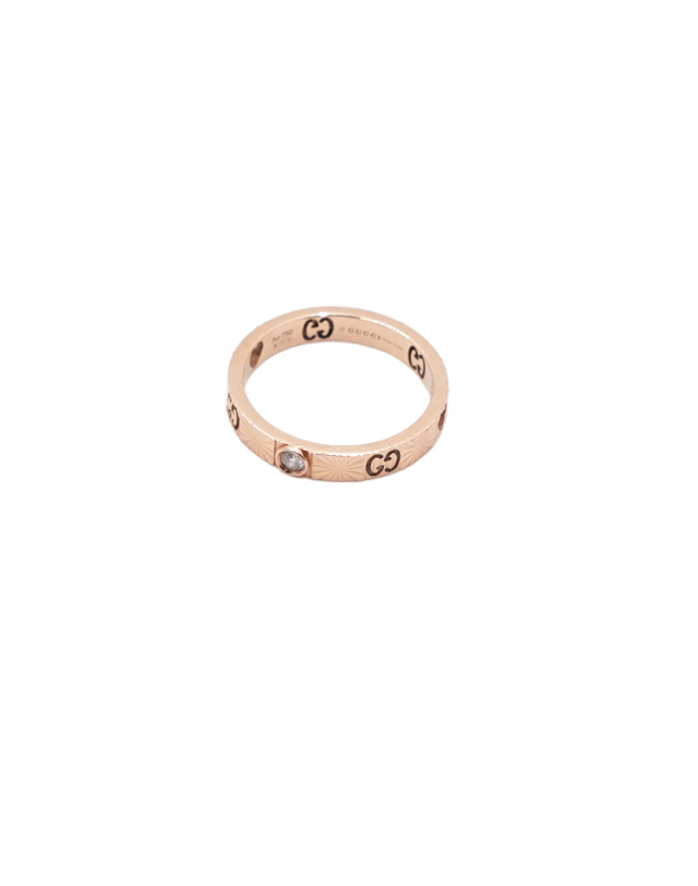 구찌 [중고명품] [중고명품] Gucci(구찌) 727892 코스모고니 컬렉션 18K로즈골드(핑크골드) 1P다이아 3mm 아이콘(Icon)하트 링 반지-9호aa63855 착용컷