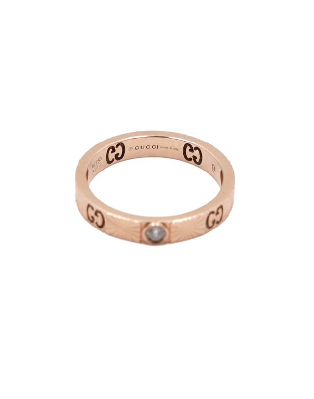 구찌 [중고명품] [중고명품] Gucci(구찌) 727892 코스모고니 컬렉션 18K로즈골드(핑크골드) 1P다이아 3mm 아이콘(Icon)하트 링 반지-9호aa63855 착용컷