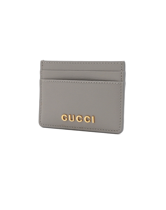 구찌 [중고명품] [중고명품] Gucci(구찌) 773428 그레이 레더 스크립트 금장로고 남여공용 카드홀더 카드지갑aa64376 착용컷