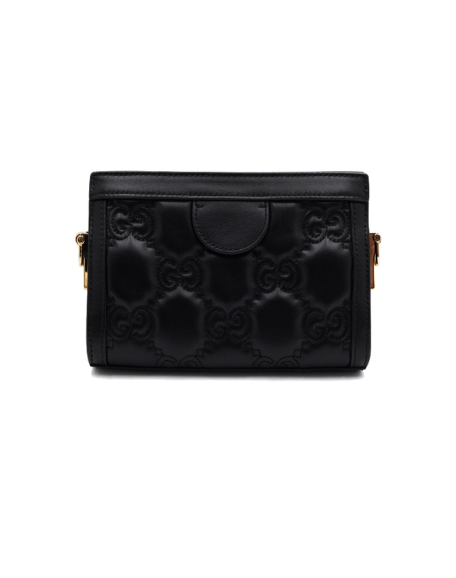 구찌 [중고명품] [중고명품] Gucci(구찌) 702228 블랙 GG엠보스 마틀라쎄 미니 금장체인 숄더백 겸 크로스백aa64805 착용컷