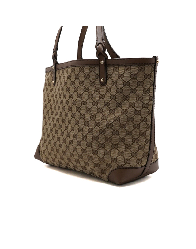 구찌 [중고명품] [중고명품] Gucci(구찌) 247209 GG캔버스 브라운 레더 트리밍 쇼퍼 숄더백aa65305 착용컷