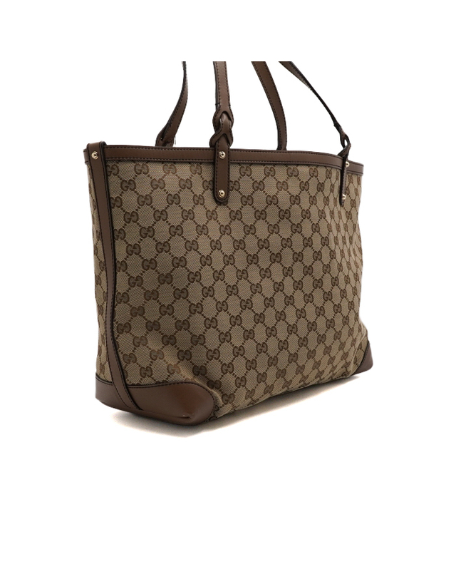 구찌 [중고명품] [중고명품] Gucci(구찌) 247209 GG캔버스 브라운 레더 트리밍 쇼퍼 숄더백aa65305 착용컷