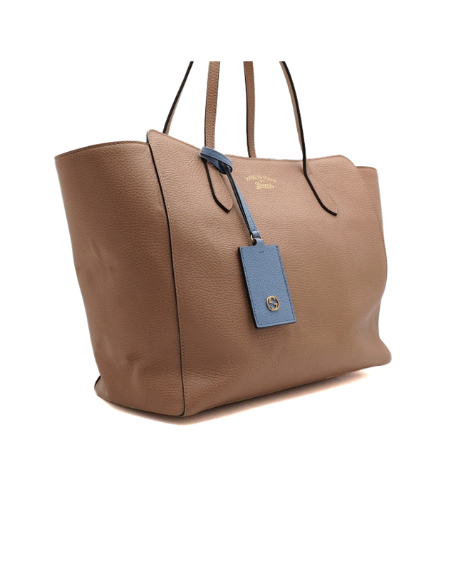구찌 [중고명품] [중고명품] Gucci(구찌) 354397 베이지 레더 스윙 미듐 쇼퍼 숄더백aa67228 착용컷