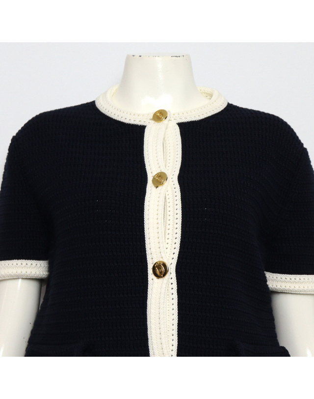 구찌 [중고명품] [중고명품] Gucci(구찌) 819373 파인 투톤 크로셰 코튼 미니 여성 반소매 가디건aa67180 착용컷