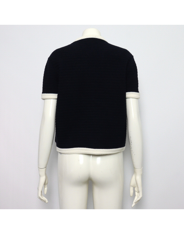 구찌 [중고명품] [중고명품] Gucci(구찌) 819373 파인 투톤 크로셰 코튼 미니 여성 반소매 가디건aa67180 착용컷