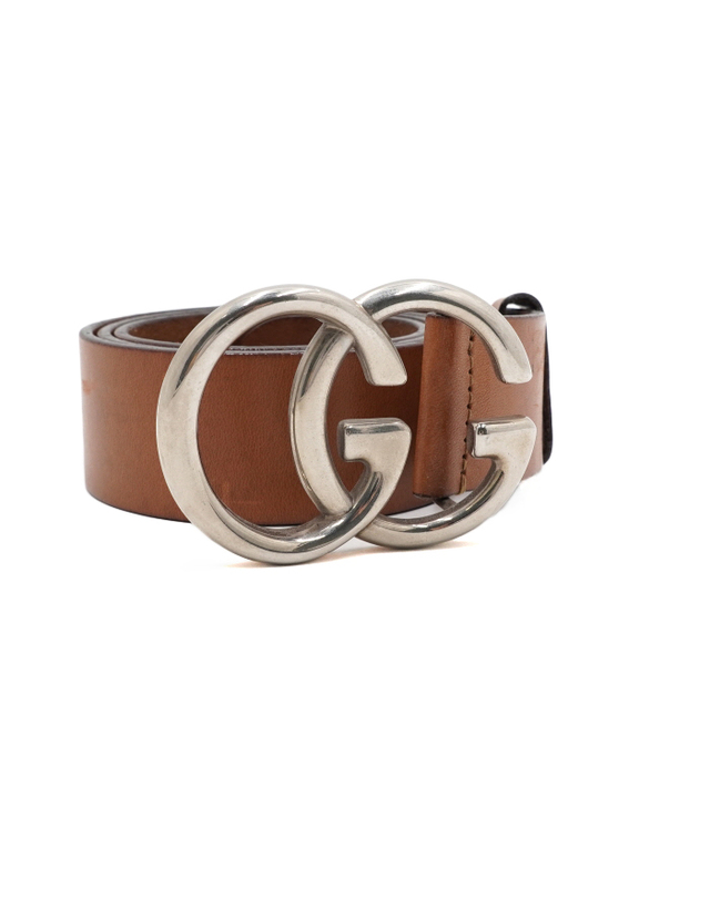 구찌 [중고명품] [중고명품] Gucci(구찌) 259982 브라운 스트랩 은장 더블 G 버클 남성 벨트aa67887 착용컷