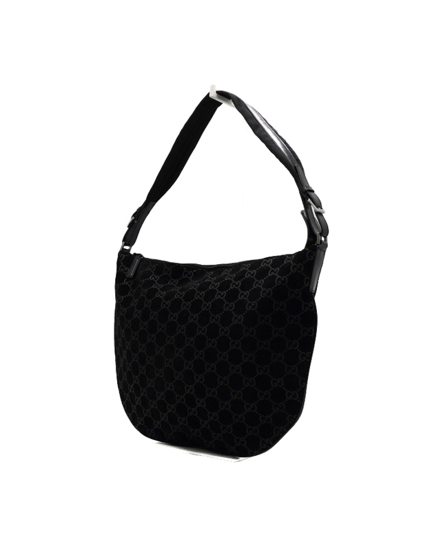 구찌 [중고명품] [중고명품] Gucci(구찌) 0011206 블랙 스웨이드 GG 호보 여성 숄더백aa68565 착용컷