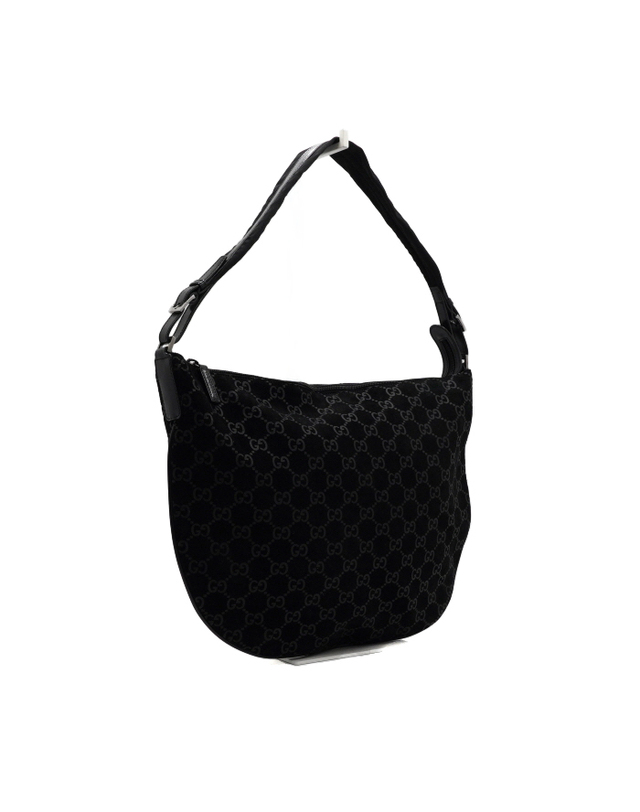 구찌 [중고명품] [중고명품] Gucci(구찌) 0011206 블랙 스웨이드 GG 호보 여성 숄더백aa68565 착용컷