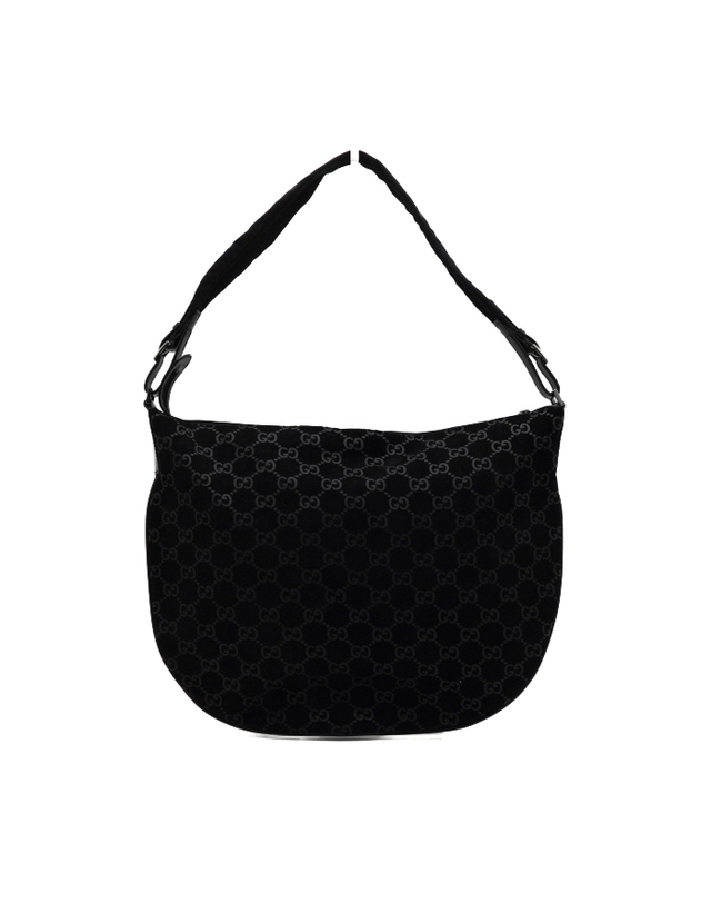 구찌 [중고명품] [중고명품] Gucci(구찌) 0011206 블랙 스웨이드 GG 호보 여성 숄더백aa68565 착용컷
