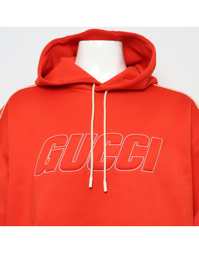 구찌 [중고명품] Gucci(구찌) 768498 레드 네오프렌 스웨트 남성 후드 티셔츠aa69007 착용컷