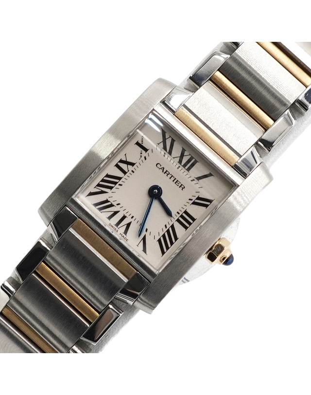 까르띠에 [중고명품] [중고명품] Cartier(까르띠에) W51007Q4 18K골드콤비 탱크 프랑세즈 스몰 쿼츠 여성 시계aa68010 착용컷