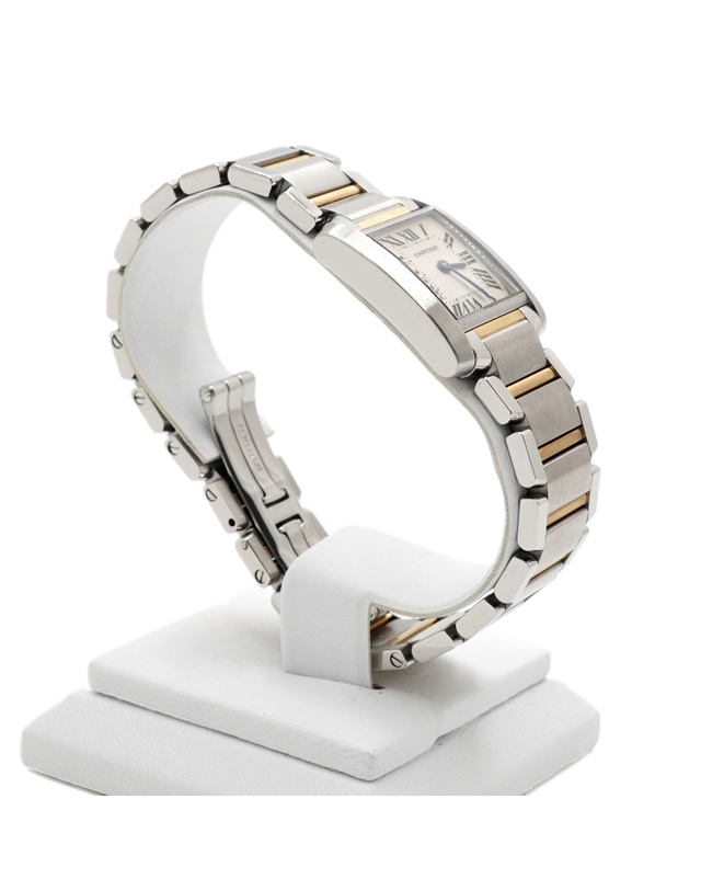 까르띠에 [중고명품] [중고명품] Cartier(까르띠에) W51007Q4 18K골드콤비 탱크 프랑세즈 스몰 쿼츠 여성 시계aa68010 착용컷