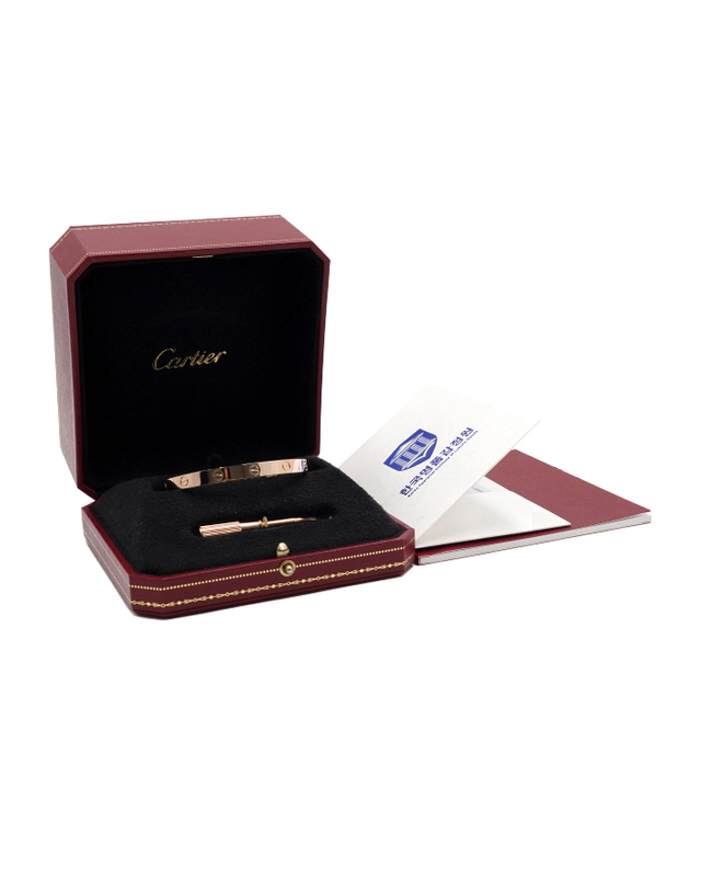 까르띠에 [중고명품] [중고명품] Cartier(까르띠에) B60356(B60674) 18K로즈골드(핑크골드) LOVE 러브 브레이슬릿 팔찌-18호aa68160 착용컷