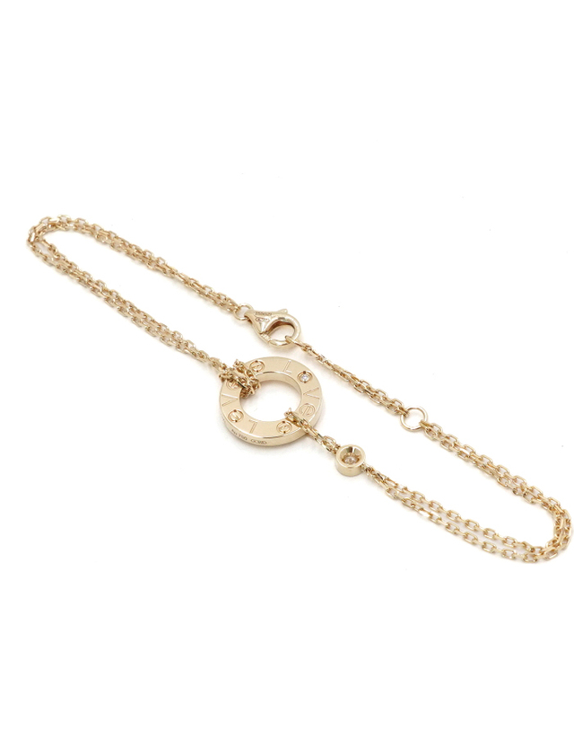 까르띠에 [중고명품] [중고명품] Cartier(까르띠에) B60383 18K옐로우골드 2P다이아 LOVE 브레이슬릿 체인 여성 팔찌aa68243 착용컷