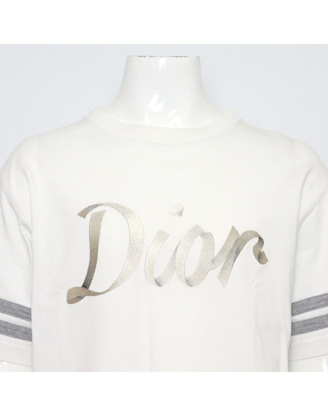 디올 [중고명품] [중고명품] Dior(디올) 293J659A0554 화이트 47 백로고 프린트 스트라이프 남성 반팔 티셔츠aa65728 착용컷