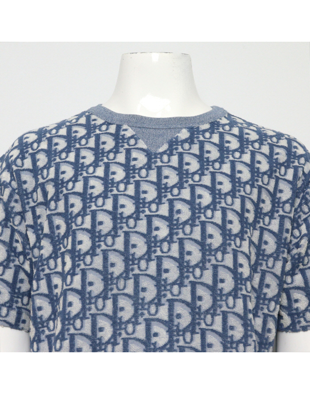 디올 [중고명품] [중고명품] Dior(디올) 483J646A0906 블루 오블리크 테리 코튼 릴렉스핏 남성 반팔 니트aa66651 착용컷