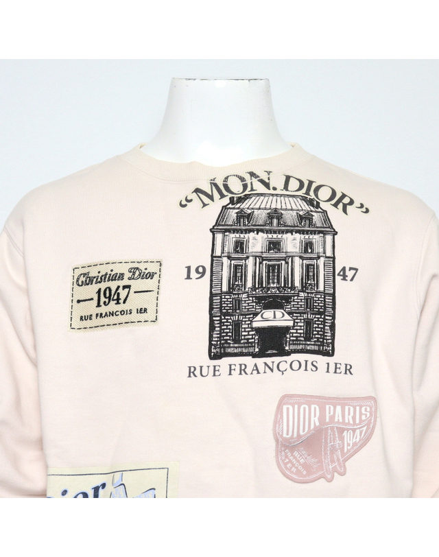 디올 [중고명품] [중고명품] Dior(디올) 013J603B0531 화이트 코튼 레트로 패치 프린팅 남성 맨투맨 티셔츠aa65830 착용컷