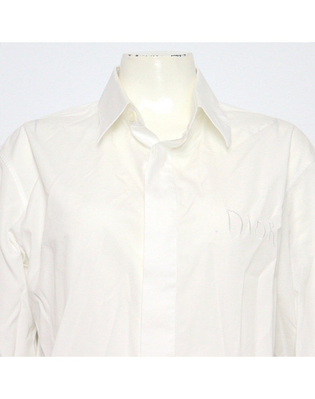 디올 [중고명품] [중고명품] Dior(디올) 943C596A1581 X Raymond Pettibon 레이몬드 페티본 화이트 코튼 자수 로고 여성 긴팔 셔츠aa65913 착용컷