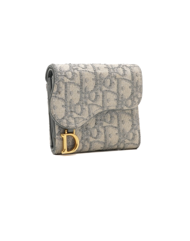 디올 [중고명품] [중고명품] Dior(디올) S5652CTZQ 그레이 오블리크 자카드 Saddle Lotus 새들 로터스 여성 3단 반지갑aa68433 착용컷