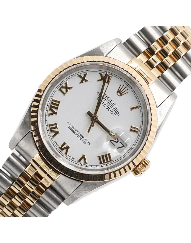 롤렉스 [중고명품] [중고명품] 롤렉스 16233 18K골드콤비 화이트로만 DATEJUST 데이저스트 36MM 남성 시계aa60633 착용컷