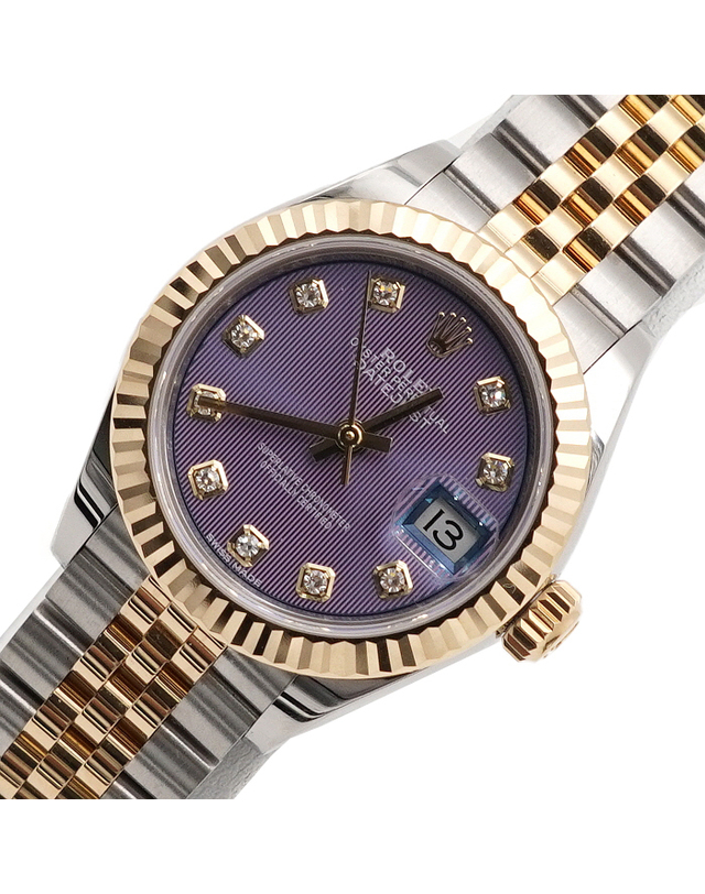 롤렉스 [중고명품] [중고명품] Rolex(롤렉스) 279173 18K골드콤비 10P다이아 데이저스트 퍼플 라벤더다이얼 28mm 여성 시계aa64456 착용컷
