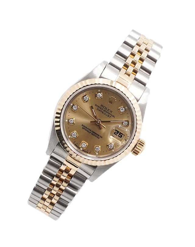롤렉스 [중고명품] [중고명품] Rolex(롤렉스) 69173 18K골드콤비 10P다이아 데이저스트 26mm 여성 시계aa65662 착용컷