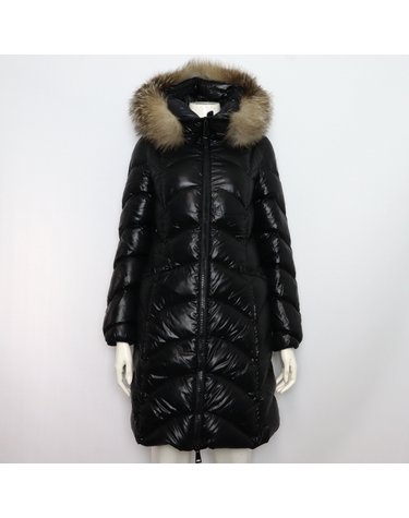 [중고명품] MONCLER(몽클레어) ALBIZIA 알비지아 퍼 블랙 쉐브론 여성 패딩자켓 점퍼aa60241