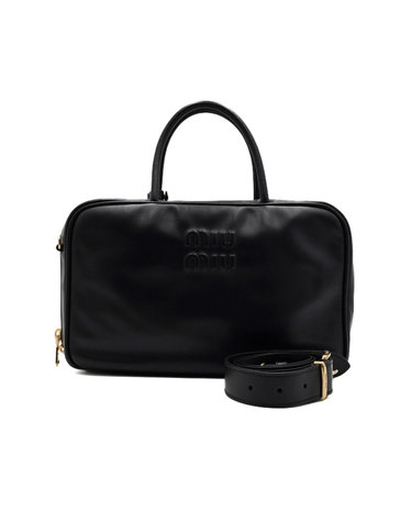 [중고명품] MiuMiu(미우미우) 5BB117 블랙 엠보스드 로고 탑핸들 보백 토트백 겸 숄더백aa67293