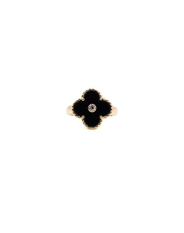 [중고명품] VANCLEEF&ARPELS(반클리프아펠) VCARA410 18K옐로우골드 오닉스 1P다이아 빈티지 알함브라링 반지-8호aa66532