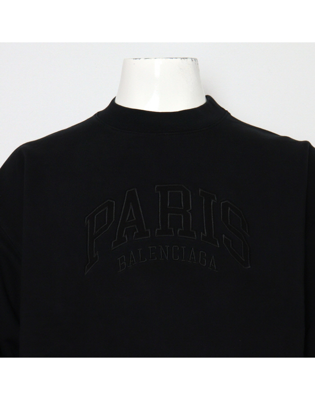 발렌시아가 [중고명품] [중고명품] Balenciaga(발렌시아가) 697869 블랙 코튼 PARIS 파리 로고 남여공용 맨투맨 티셔츠aa63771 착용컷