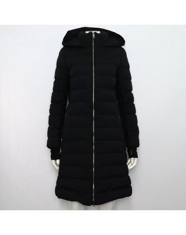 [중고명품] Burberry(버버리) 8018557 블랙 뉴브릿지 슬림핏 여성 후드 다운 롱패딩자켓aa65424