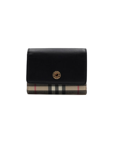 [중고명품] Burberry(버버리) 8057976 아카이브 베이지 블랙 빈티지 체크 폴딩 여성 반지갑aa68558