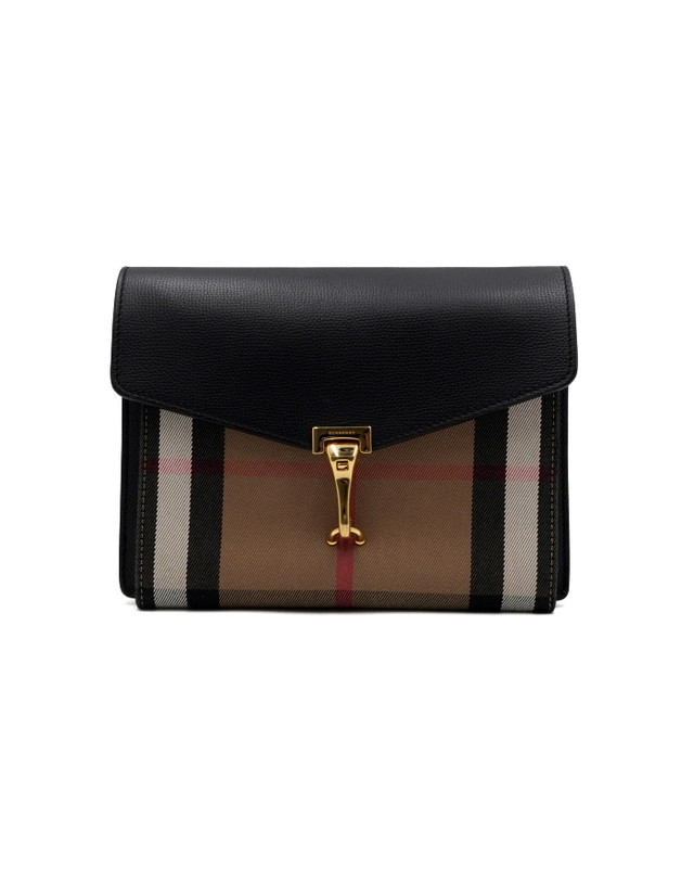 버버리 [중고명품] [중고명품] Burberry(버버리) 3980825 블랙 레더 하우스 체크 맥켄 스몰 플랩 숄더백 겸 크로스백aa66720 착용컷