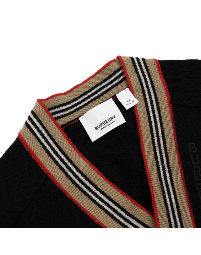 버버리 키즈 [중고명품] Burberry(버버리) 8047613 스트라이프 트리밍 남여공용 키즈 주니어 가디건aa51969 착용컷