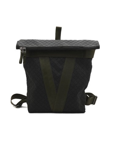 [중고명품] BOTTEGAVENETA(보테가베네타) 652004 카키 뉴 러버 레이저 인트레치아토 V로고 폴딩플랩 남성 백팩aa64612